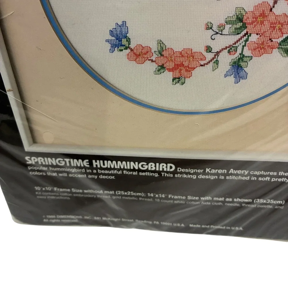 Dimensions Springtime Hummingbird Counted Cross Stitch Kit 3628 Karen Avery 1986